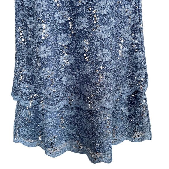 NEW Alex Evenings Lace Sequins Cap Sleeve Blue Cocktail Dress Size 6 - Picture 6 of 11